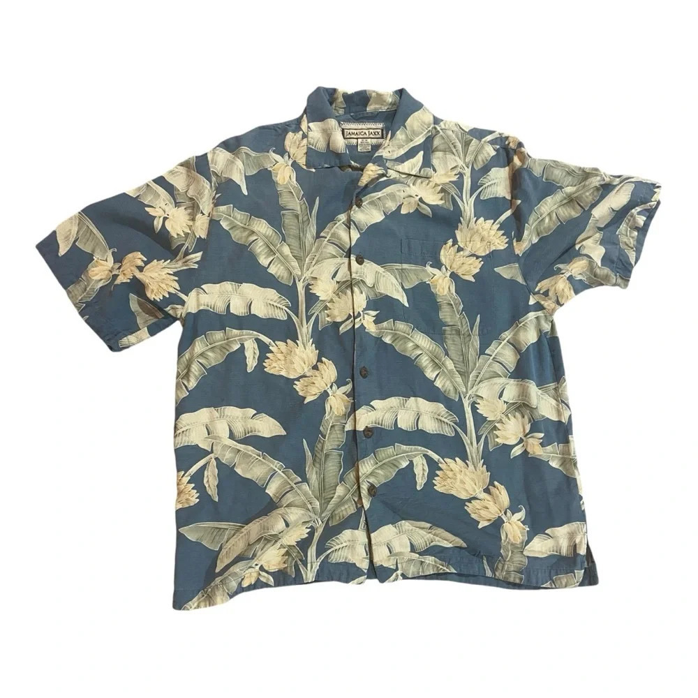Jamaica Jaxx  Mens M Short Sleeve Shirt 100% Silk Bananas Hawaiian Vacation